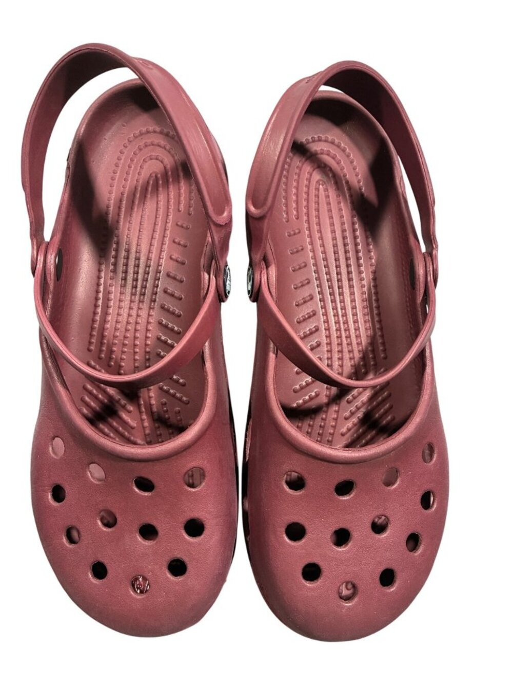 Crocs Mary Jane Sandals Burgundy Slip-On Water-Resistant Size 10